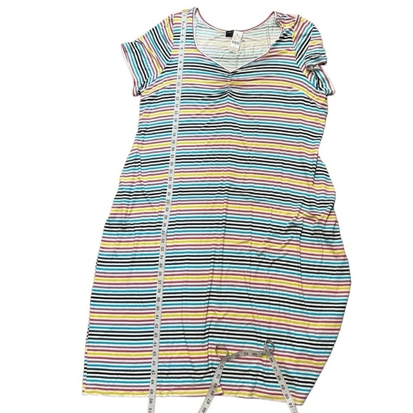 Lane Bryant Midi Dress Rainbow Stripe V-Neck with Pockets NWT Size 26/28 B32#25 - Picture 11 of 11